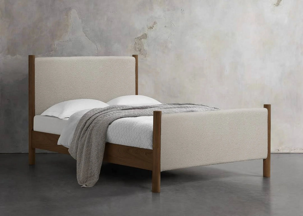 White Platform Bed with Wood Legs Queen L169177