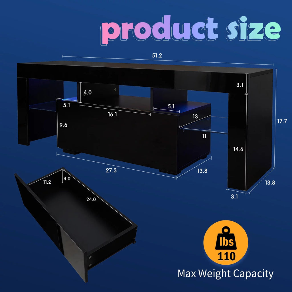White High Gloss TV Stand with LED K40355