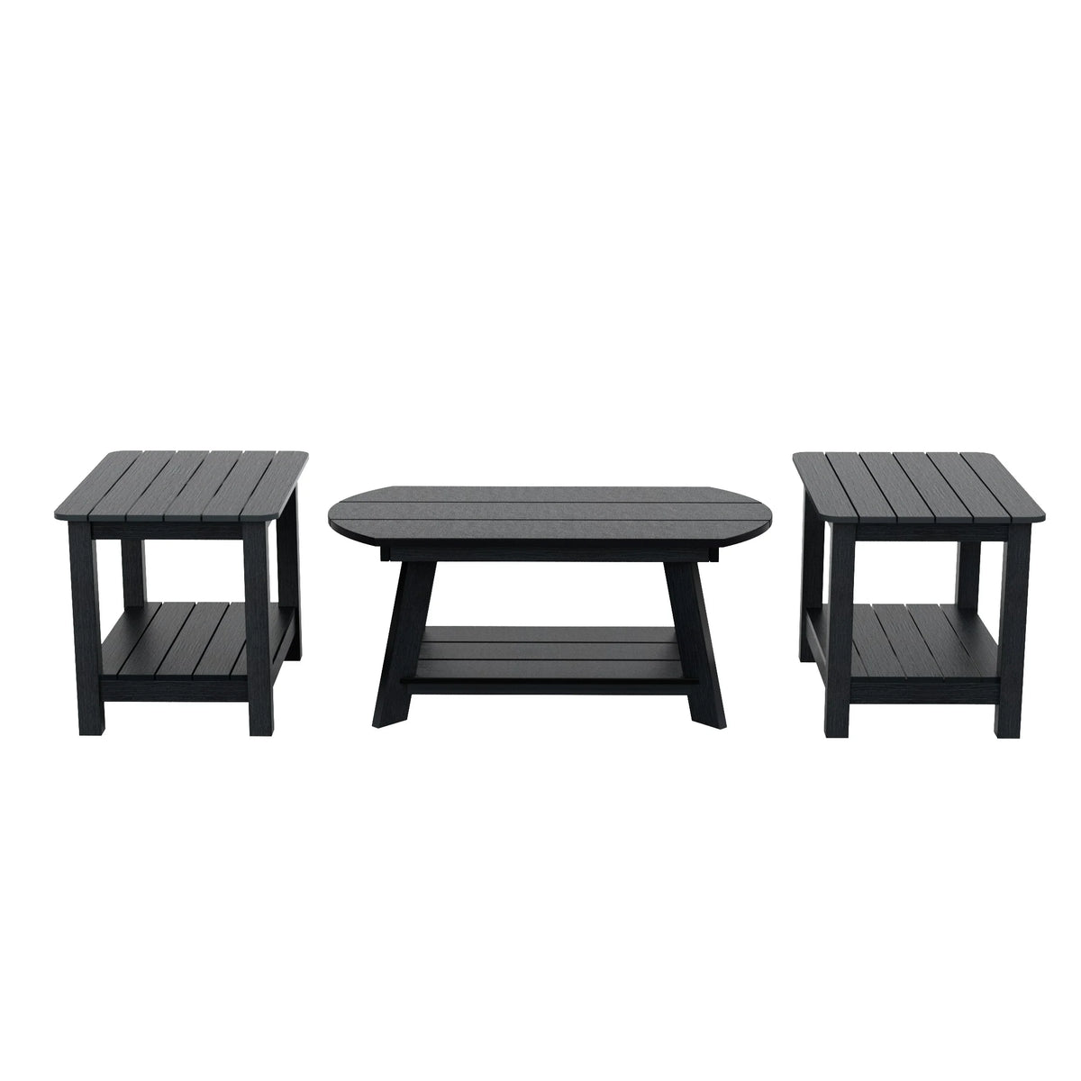 Black 3-Piece Outdoor Coffee Table and Side Table Set K6728
