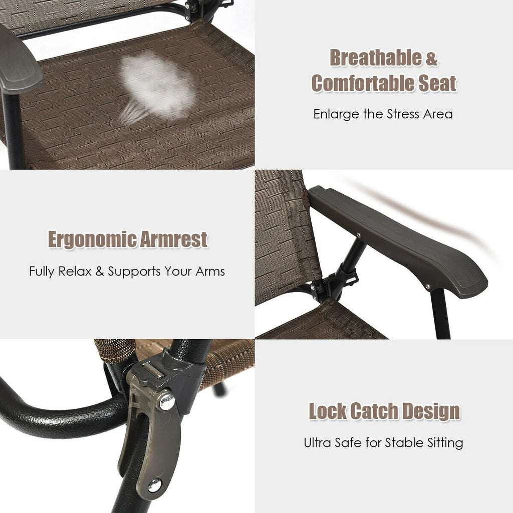 Set of 4 Portable Folding Sling Chairs with Armrest O249997
