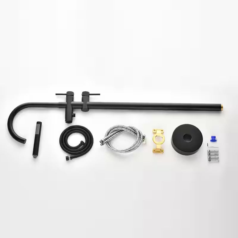 2-Handle Freestanding Bathtub Faucet with Handheld Shower Matte Black L479409