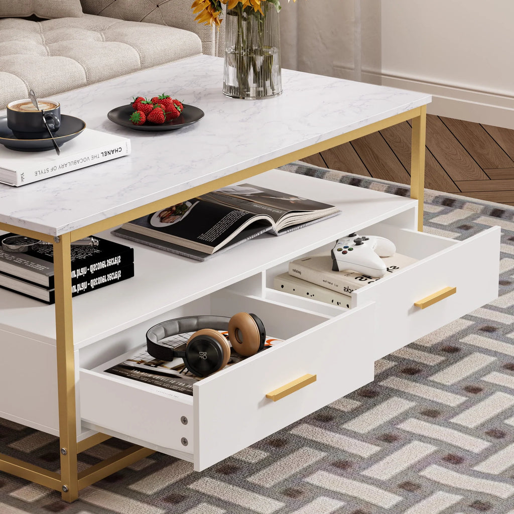 Dark Brown Coffee Table with Storage Drawers S813