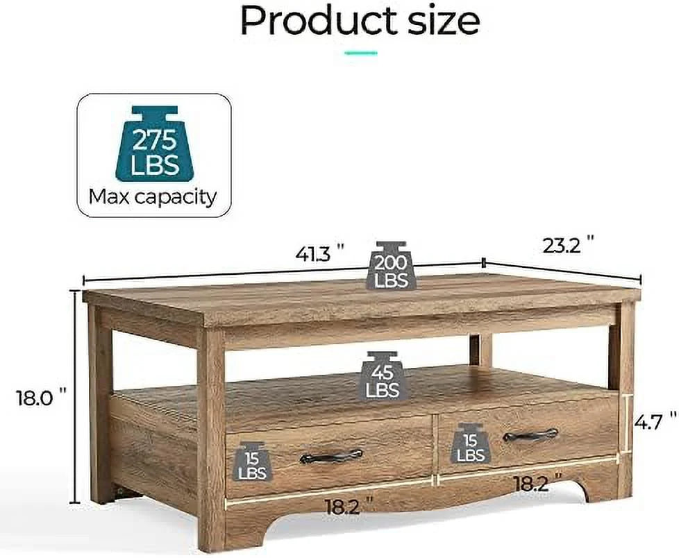 Brown Wood Coffee Table with Drawers H796