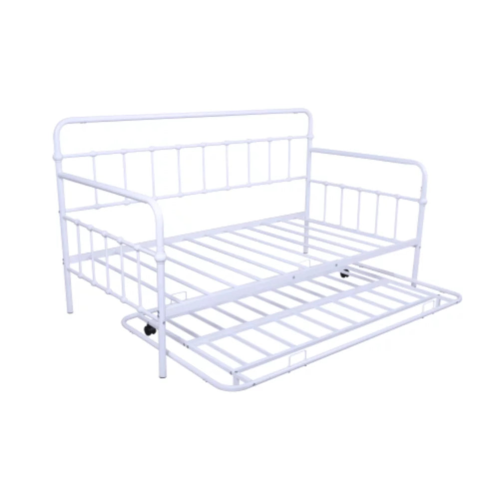 White Metal Frame Daybed with Trundle A394