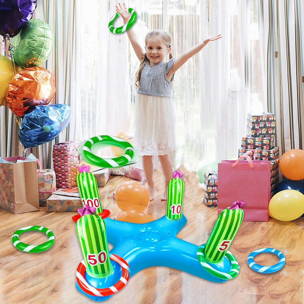 Inflatable Cactus Ring Toss Party Game with 4 Rings Z286