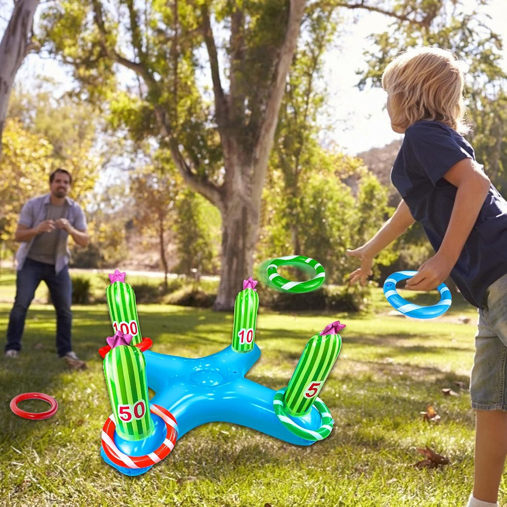 Inflatable Cactus Ring Toss Party Game with 4 Rings Z286