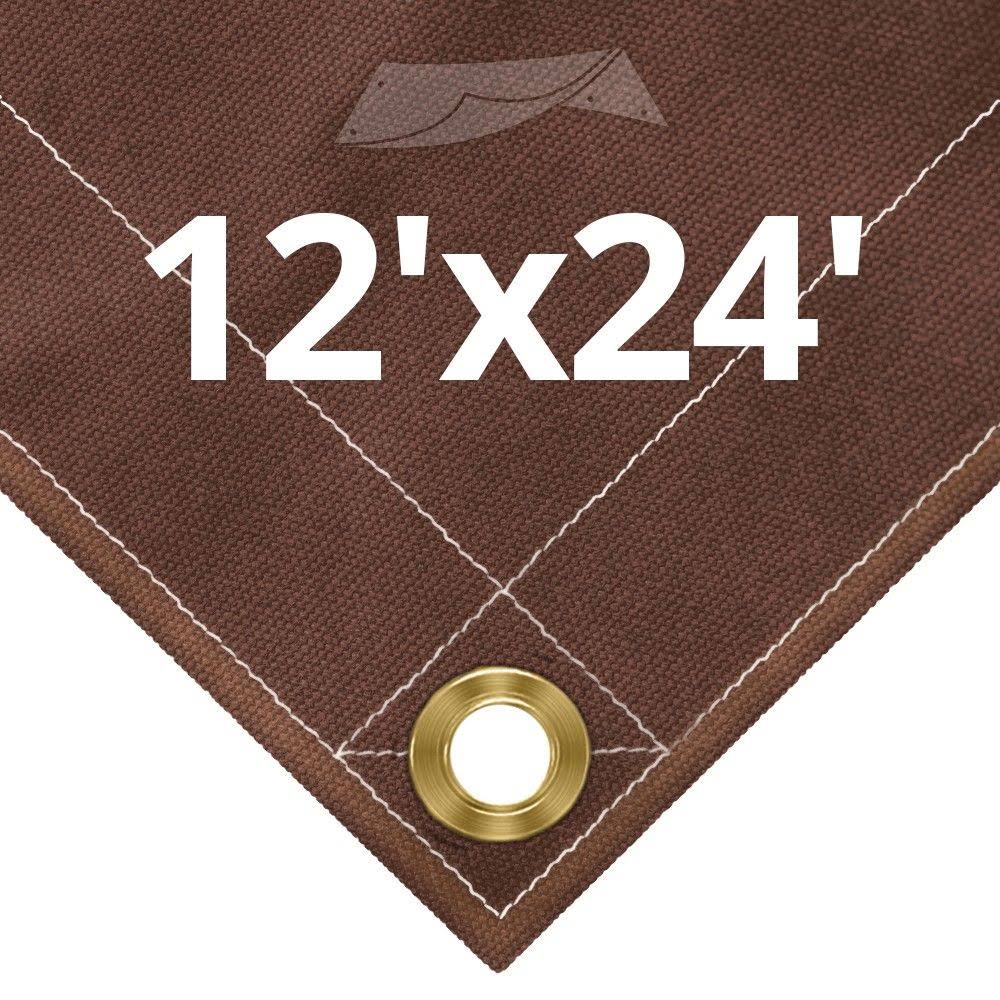 12 oz Brown Canvas Tarps 12' x 24' Z38332