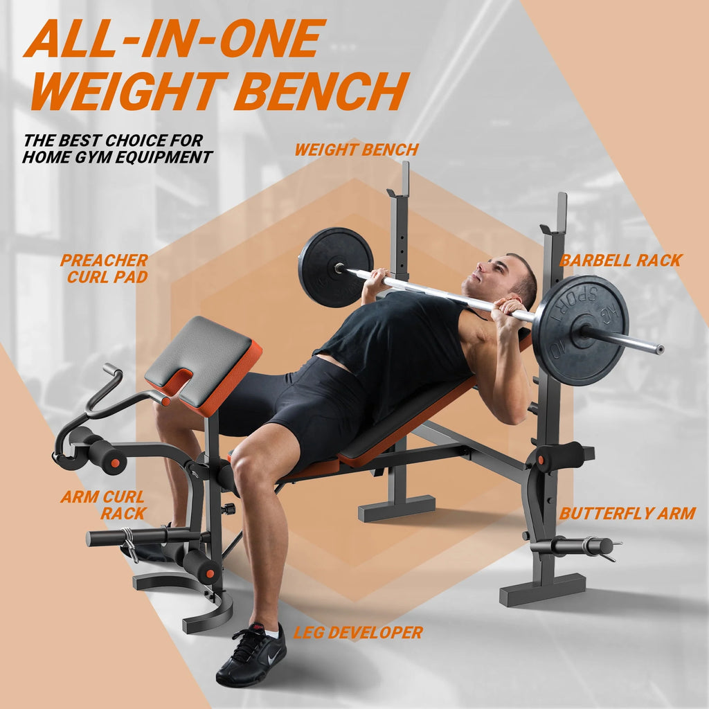 6 Positions Adjustable Foldable Weight Bench 800 Lbs F2619