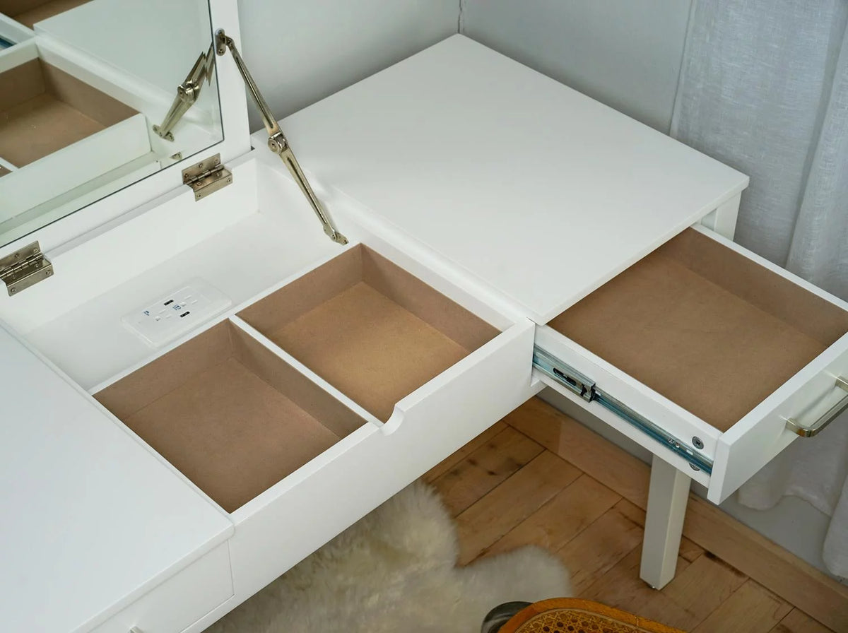 White Rectangle Writing Desk with Drawer Q473107