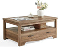 Brown Wood Coffee Table with Drawers H796