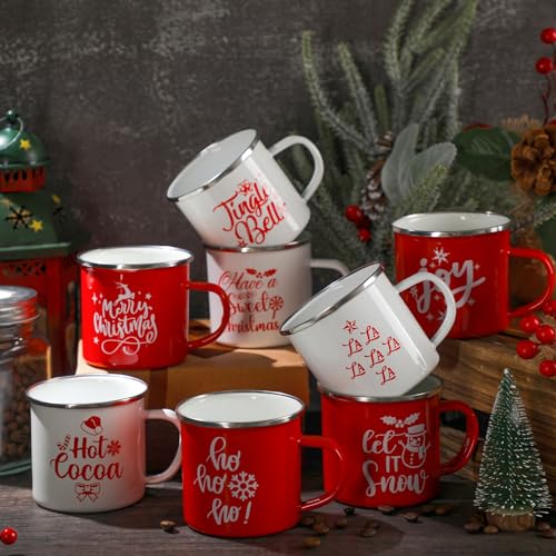 12 Pcs Christmas Enamel Coffee Mugs 12 oz J544
