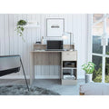 Gray Engineered Wood Computer Desk with 2 Shelves P4810