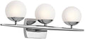 3 Light Halogen Vanity Light with Satin Etched Cased Opal Glass Chrome A55306
