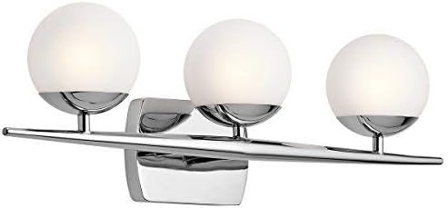 3 Light Halogen Vanity Light with Satin Etched Cased Opal Glass Chrome A55306