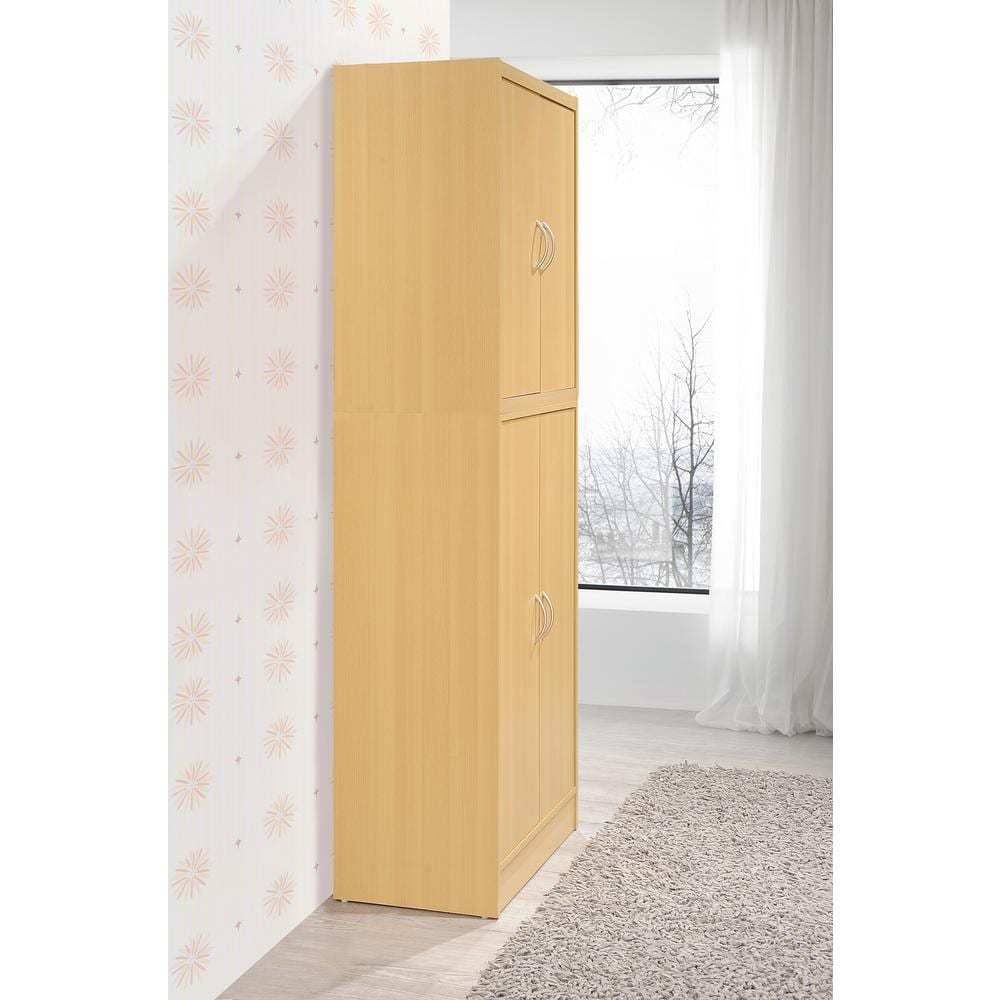 White 4-Door Kitchen Pantry Cabinet with 4 Shelves G19344