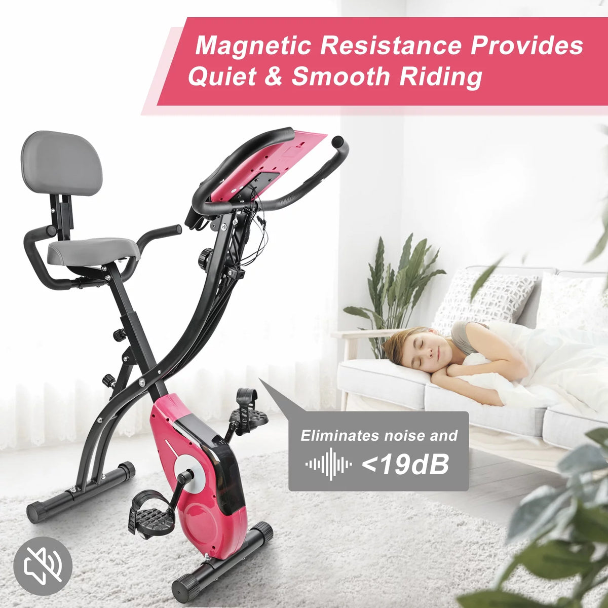 Folding Upright Exercise Bike Stationary Cycling Bike up to 441 lbs Black Z519
