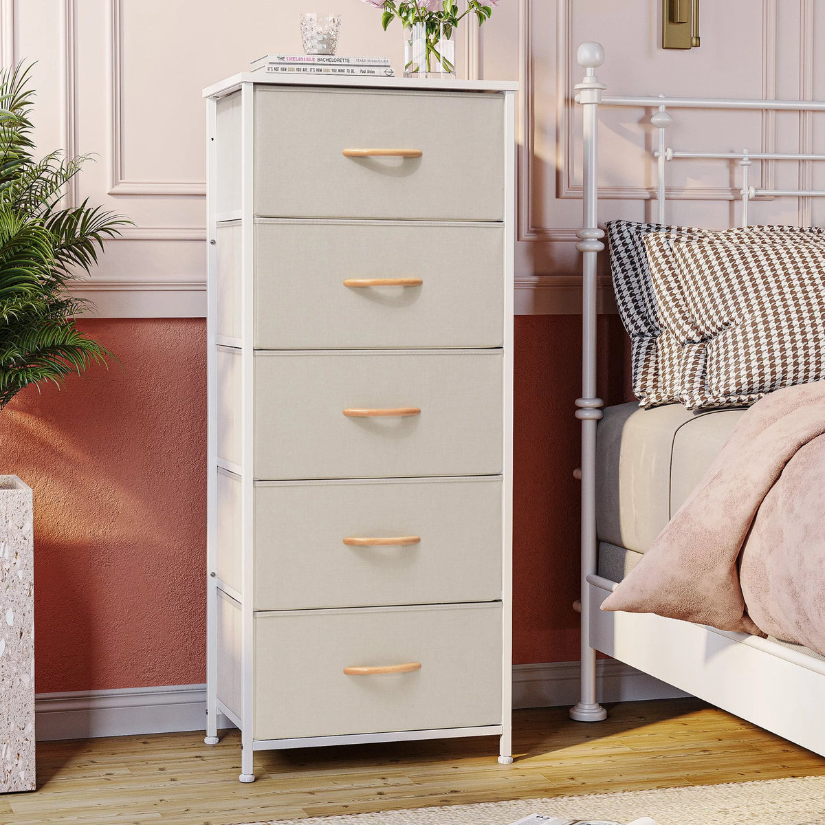 Beige 5-Drawer Vertical Storage Dresser G720279