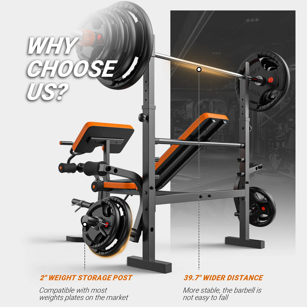 6 Positions Adjustable Foldable Weight Bench 800 Lbs F2619