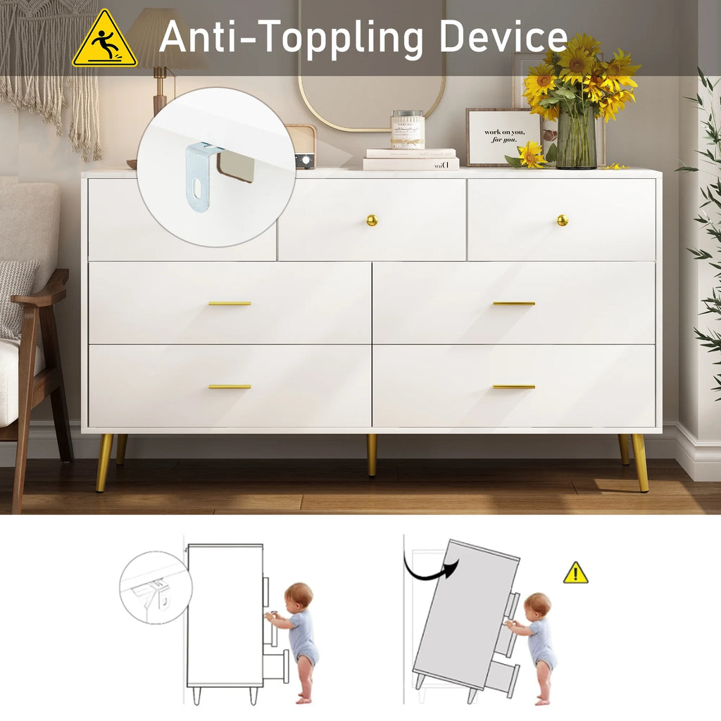 White 6 Drawer Wood Dresser H228220