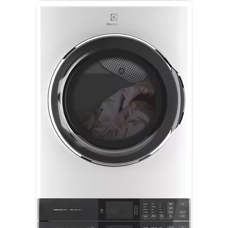 White Stacked Washer and Gas Dryer Laundry Tower U864