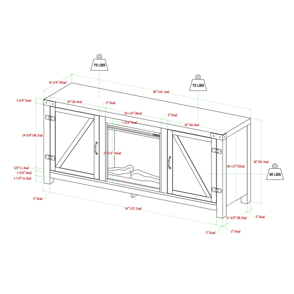 Modern Farmhouse Fireplace TV Stand C3508