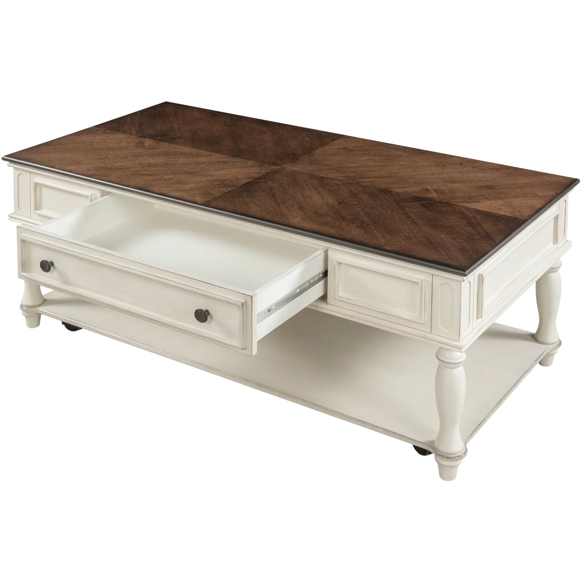 Two-tone Retro Coffee Table with Caster Wheels K7296