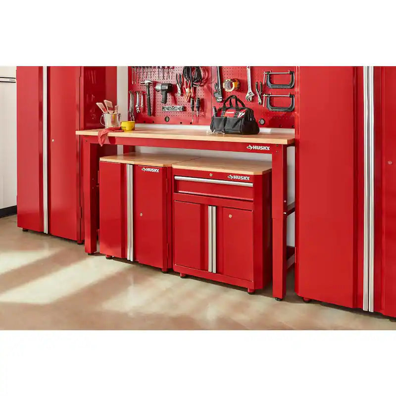 6 ft. Adjustable Height Solid Wood Top Workbench in Red N291