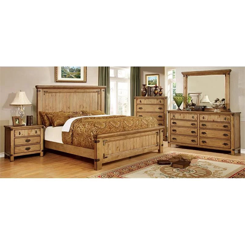 2-Piece Wood Dresser with Mirror in Mahogany Finish V585