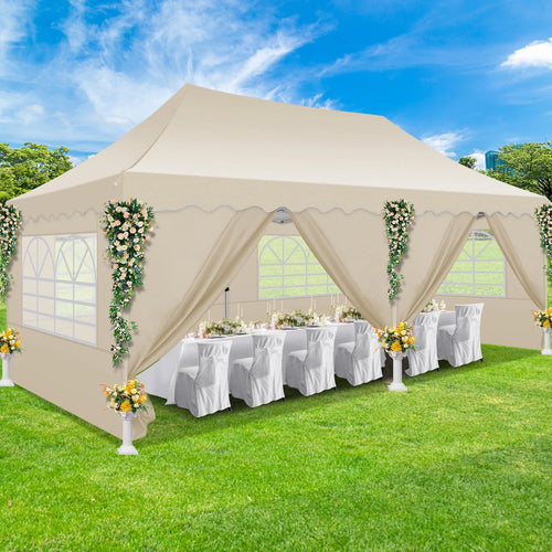 10' x 20' Pop up Canopy Tent with 6 Removable Sidewalls & Carry Bag J441779