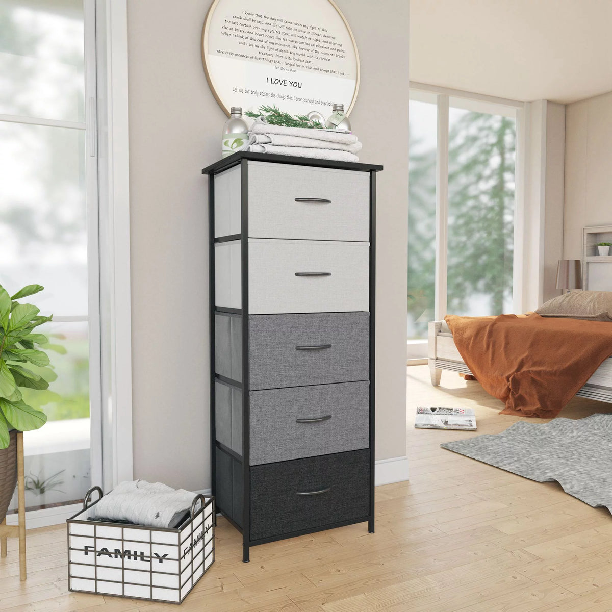 Beige 5-Drawer Vertical Storage Dresser G720279