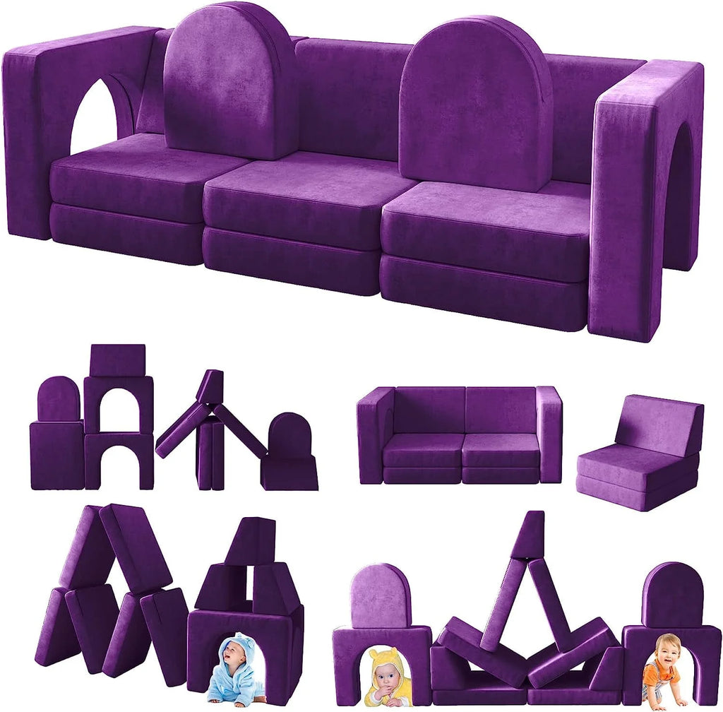13 Pcs Grey Modular Kids Sofa Y463