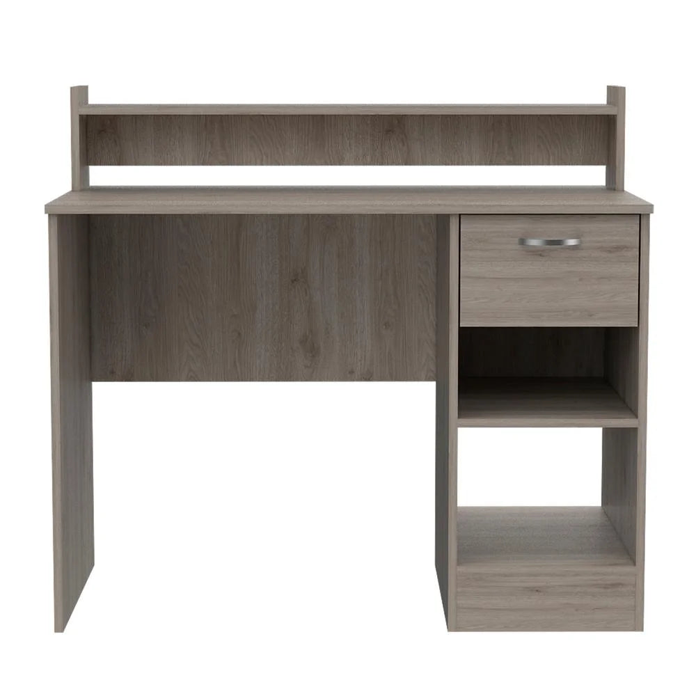 Gray Engineered Wood Computer Desk with 2 Shelves P4810