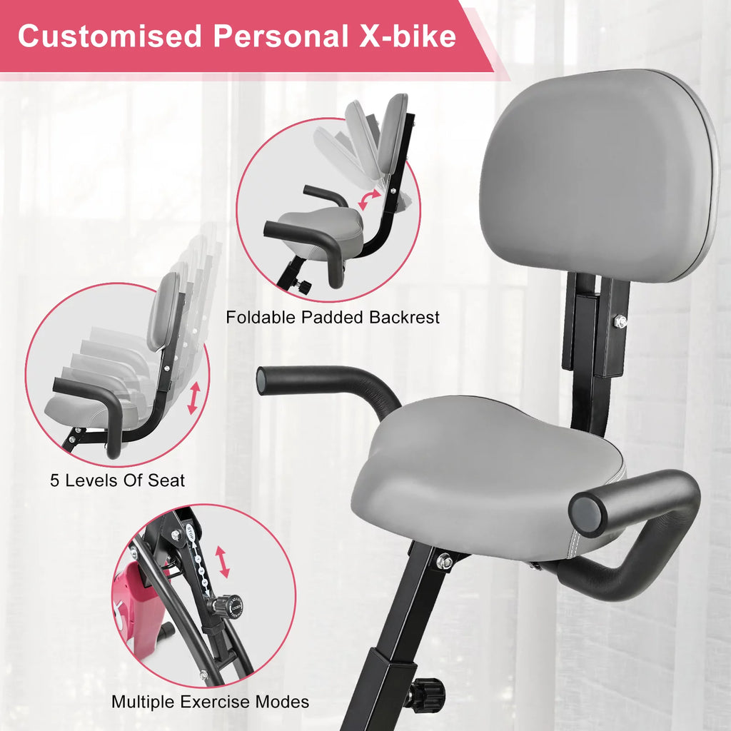 Folding Upright Exercise Bike Stationary Cycling Bike up to 441 lbs Black Z519