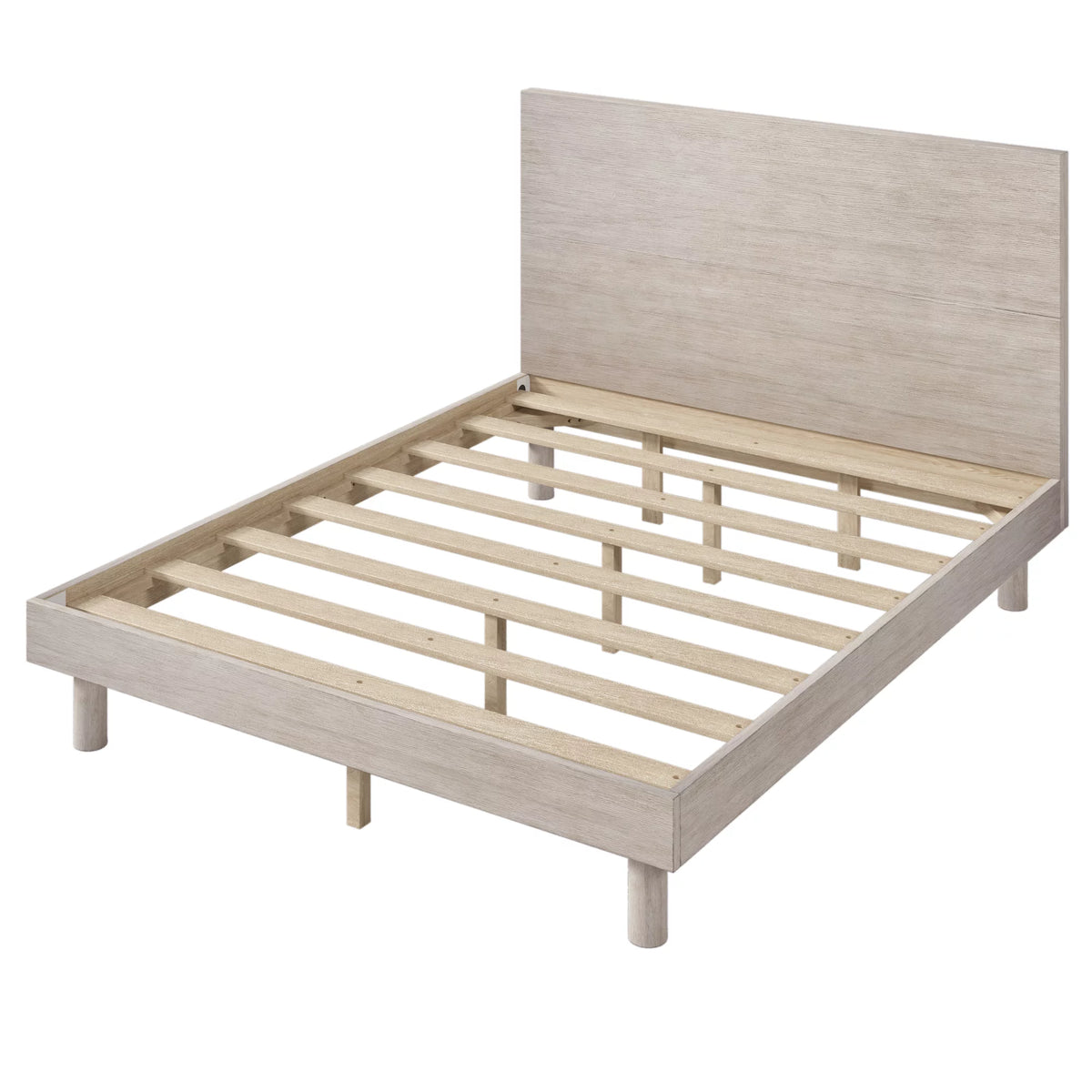 Queen Size Solid Wood Platform Bed Frame with Headboard O524965