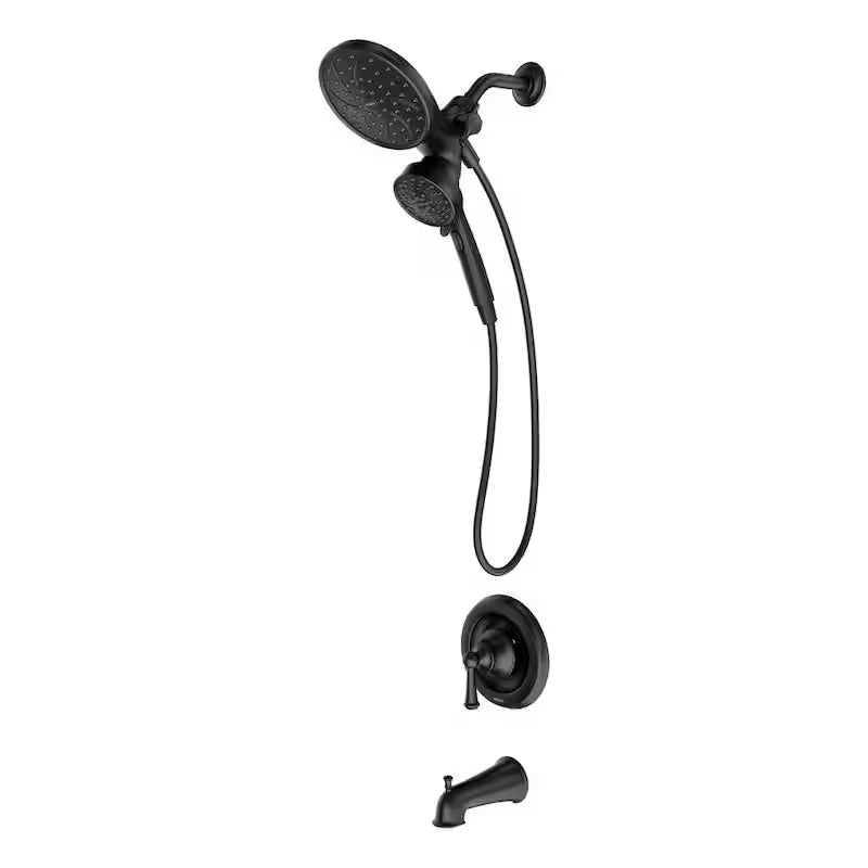 Single Handle 6-Spray Tub and Shower Faucet with Rainshower Combo in Matte Black V33534