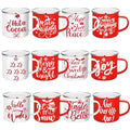 12 Pcs Christmas Enamel Coffee Mugs 12 oz J544