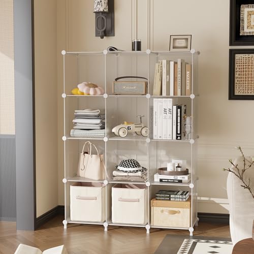 White 12 Cube Plastic Storage Organizer M27354