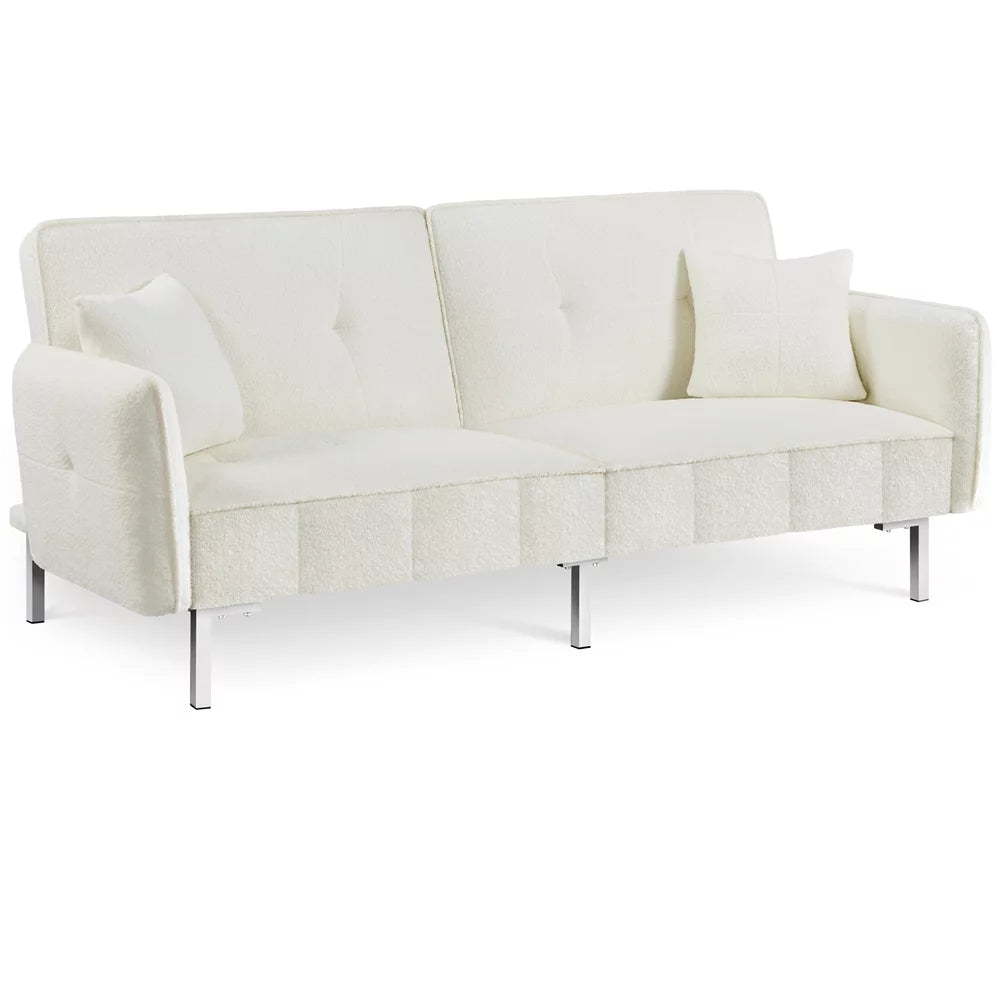 Black Fabric Covered Futon Sofa Bed with Adjustable Backrest A29578