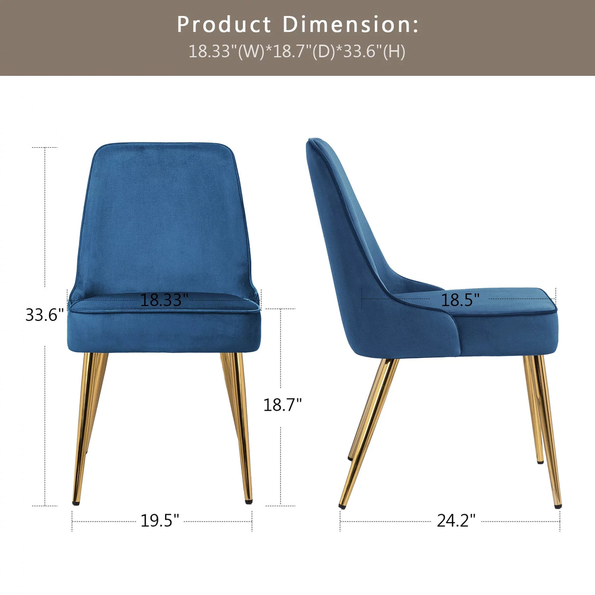 Navy Blue Velvet Dining Chairs Set of 2 A17146