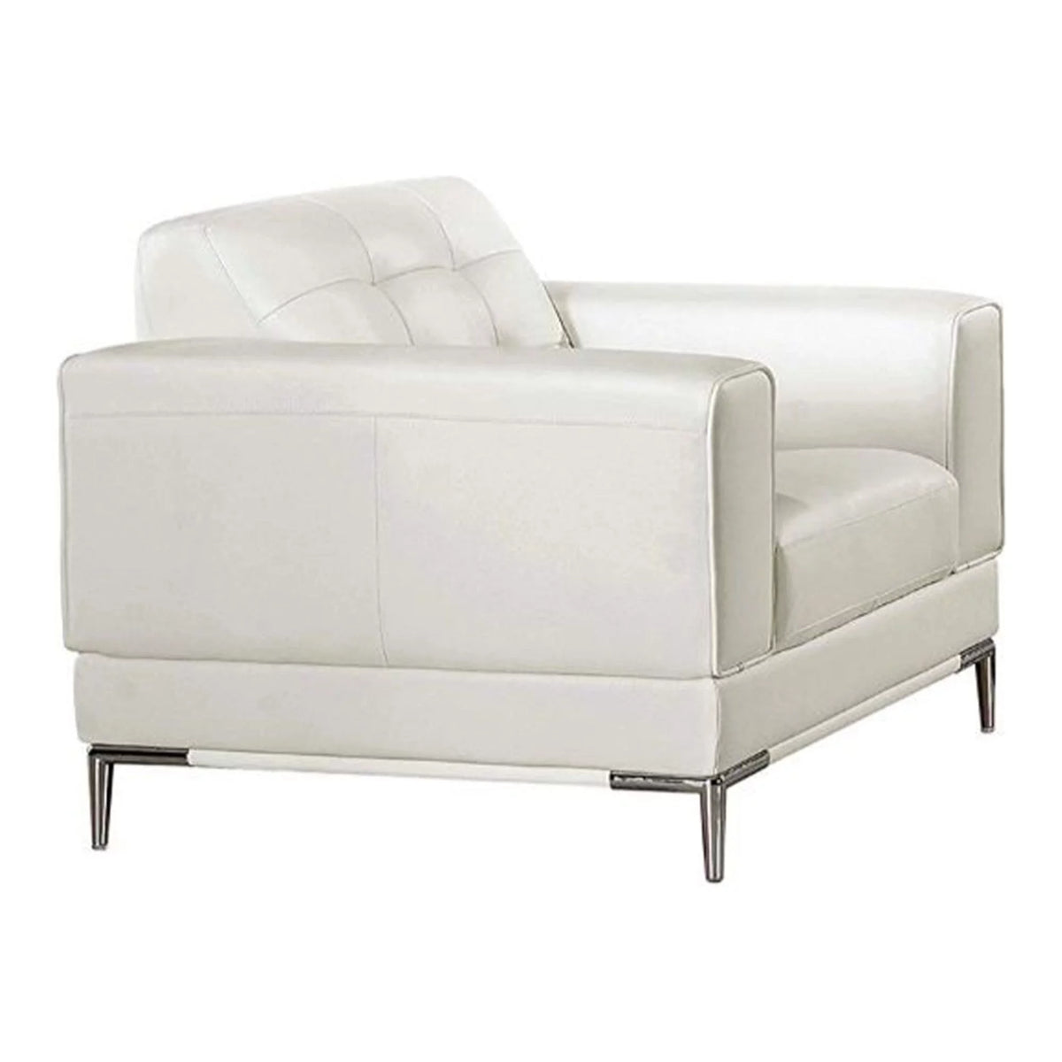 White Faux Leather Upholstered Wooden Sofa Chair D535