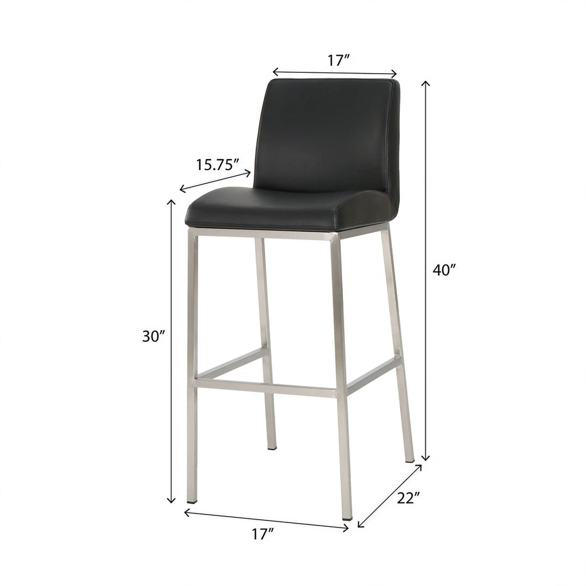 Black Leather Barstool Set of 2 O5218
