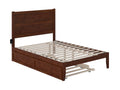Full Wood Platform Bed Frame with Twin Trundle Walnut H990376