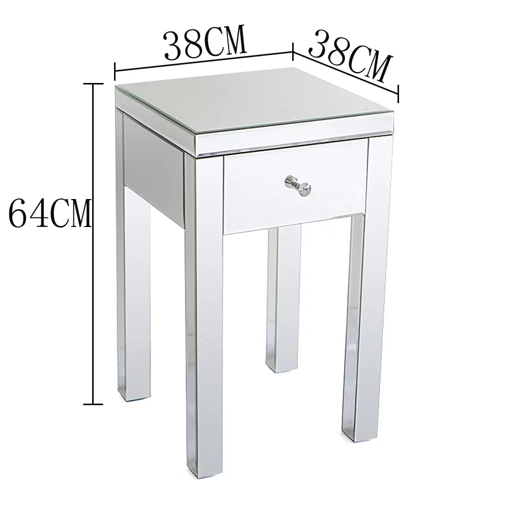 Mirrored End Table with Drawer W501