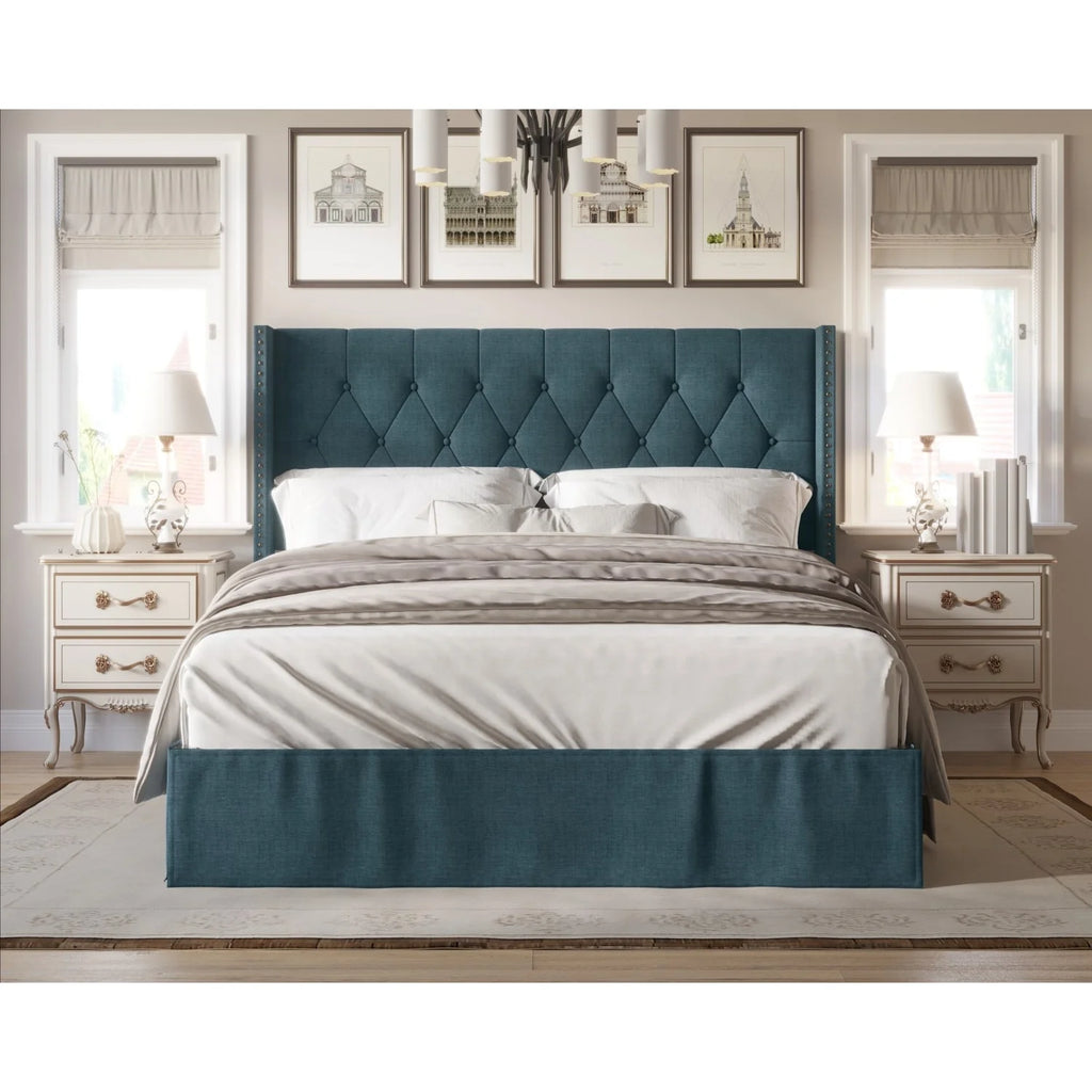Grey Tufted Upholstered Panel Bed Full B5605