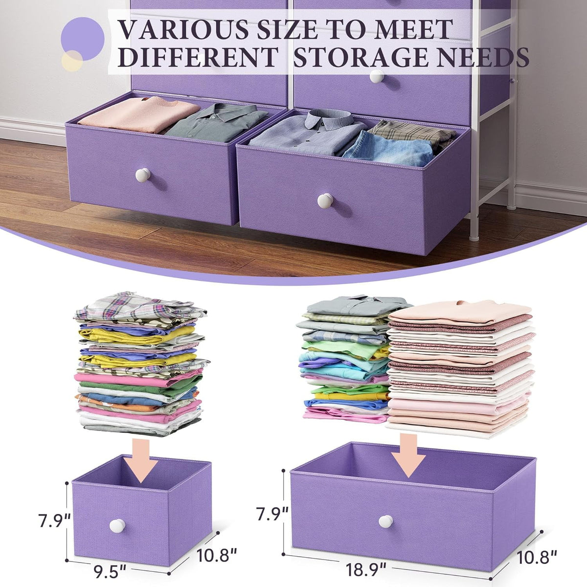 12 Drawer Purple Dresser with Wooden Top & Metal Frame V4767