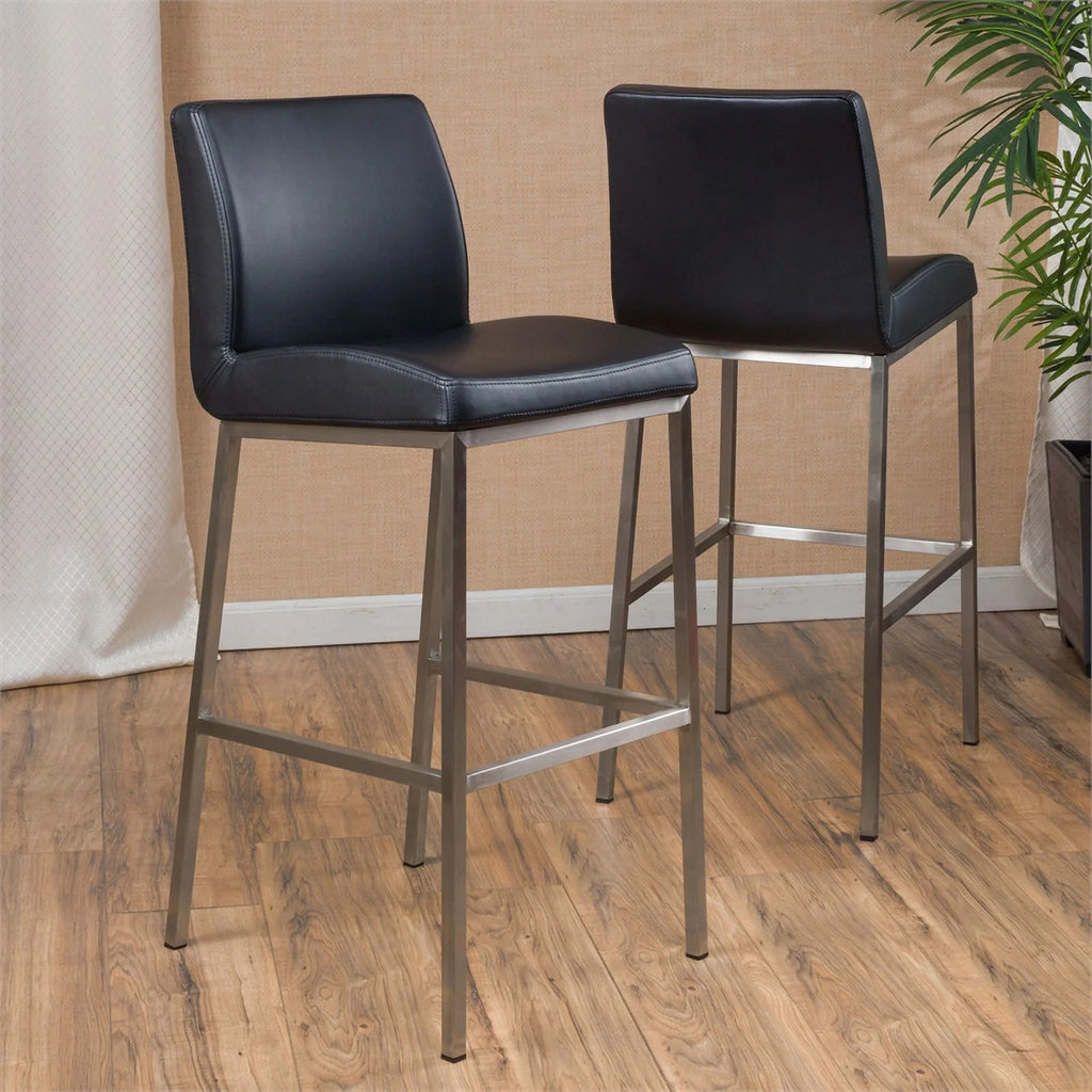Black Leather Barstool Set of 2 O5218