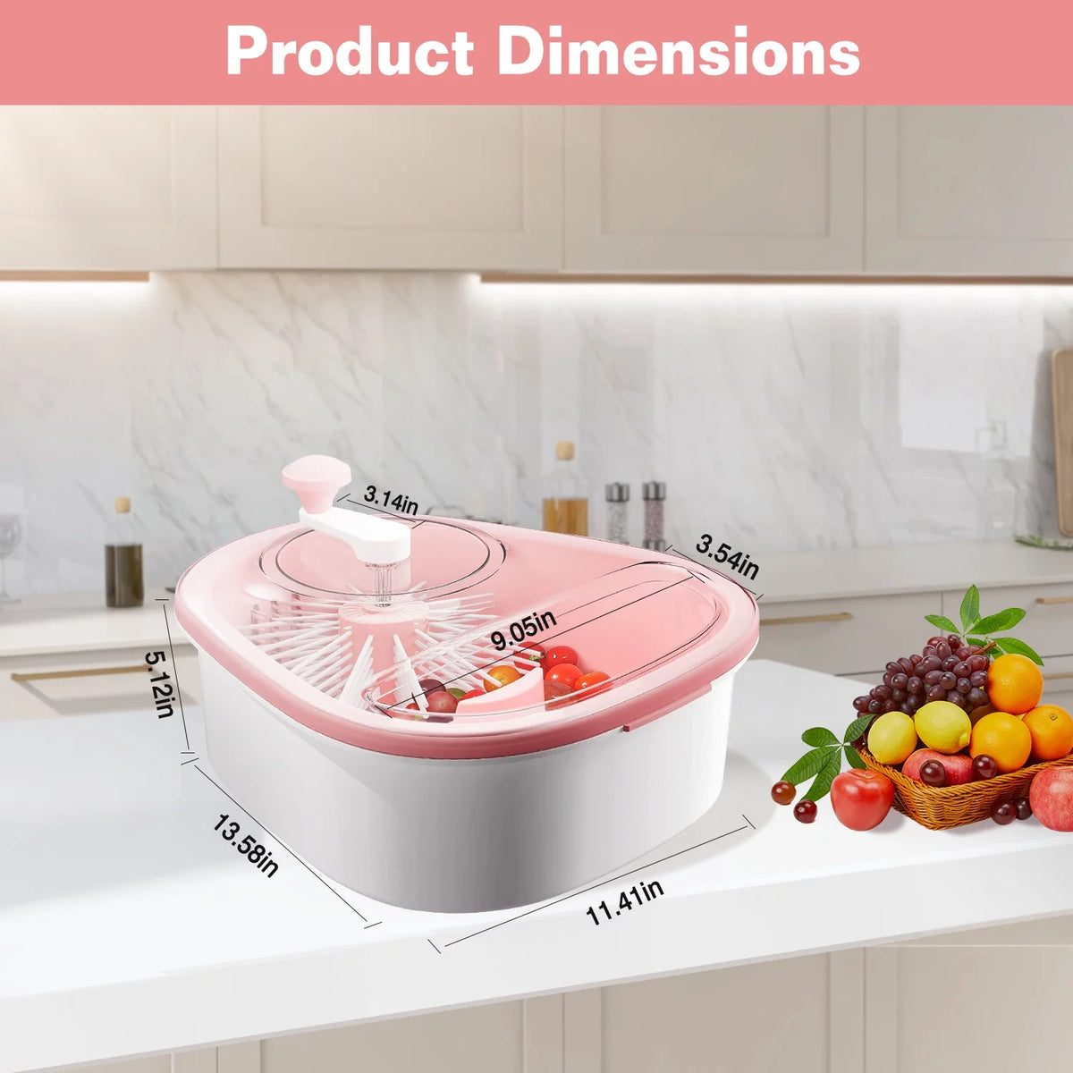 Pink Fruit Vegetable Washing Spinner with Bowl N4641