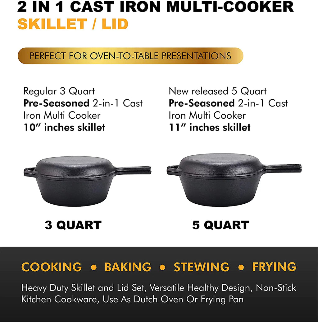 Pre-Seasoned 2-In-1 Cast Iron Skillet M75486