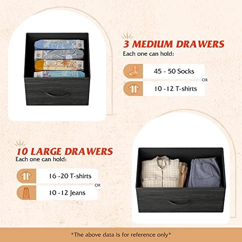 Tall 13 Drawer Fabric Dresser with Wood Top W2887