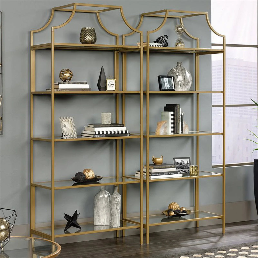 Metal Desk and 5-Shelf Bookcase Set S123202